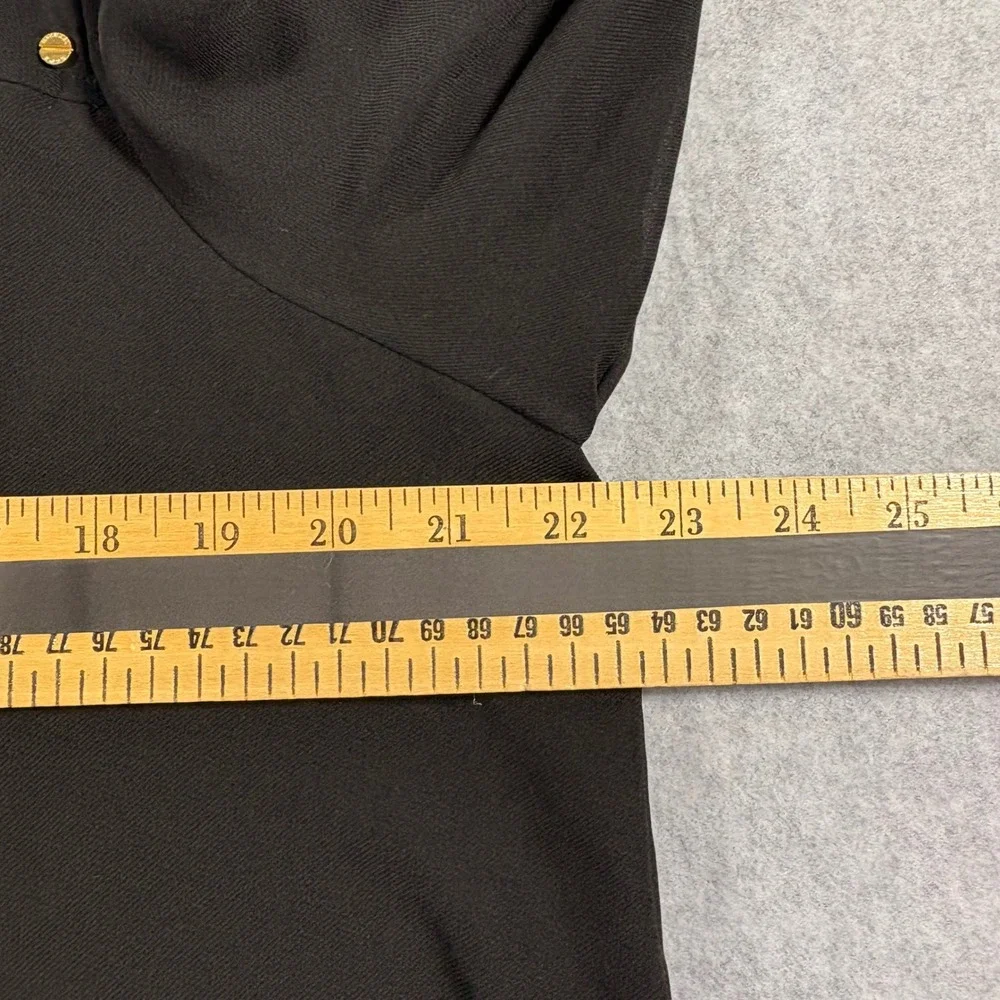 Michael Michael Kors Black Draped Surplice Blouse Gold Studs Size 12